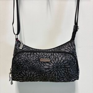 Baggallini Black Gray Floral Crossbody Bag